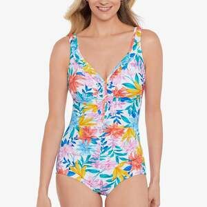 Shape Solver by Penbrooke Ruffle 🌸One-Piece Swimsuit in Tropical Print